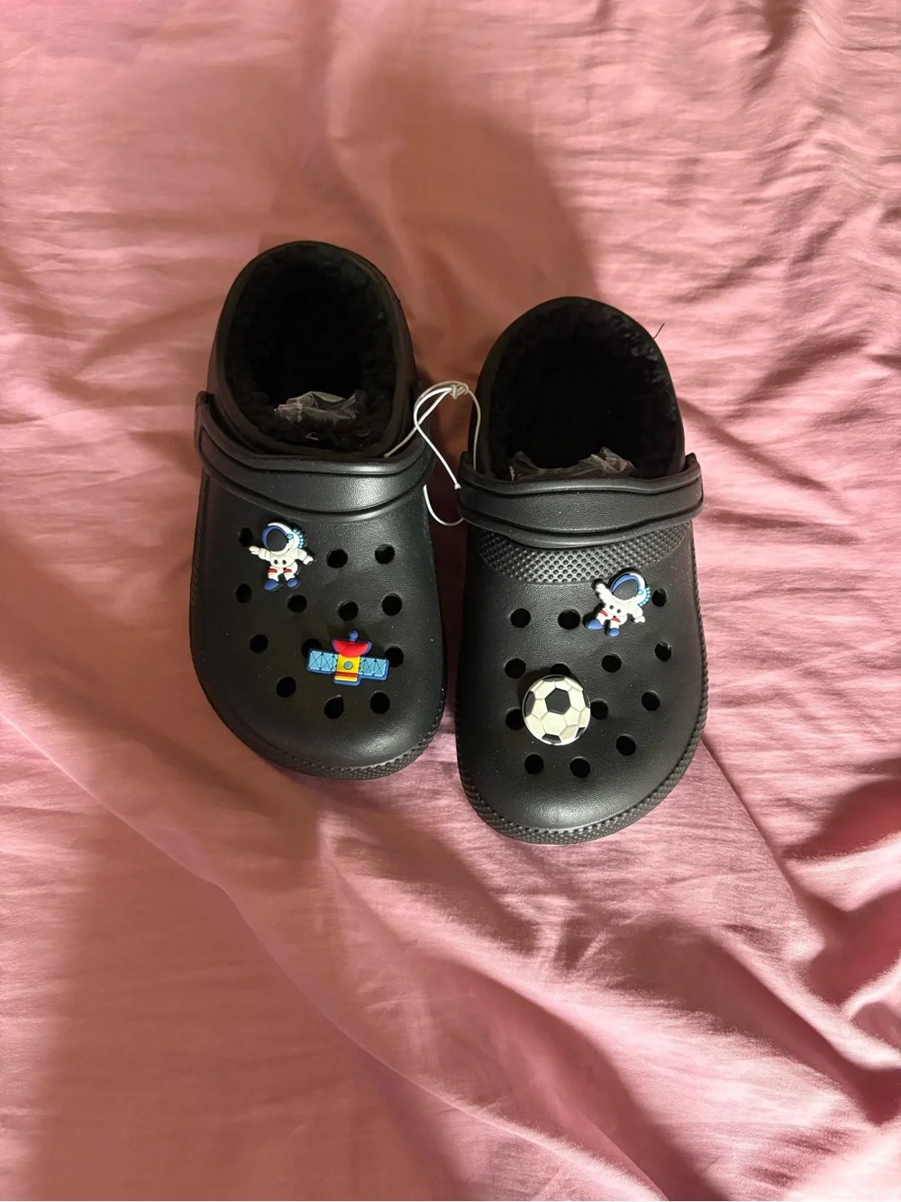 Black Clog Slip-On Shoes with Fun Charms